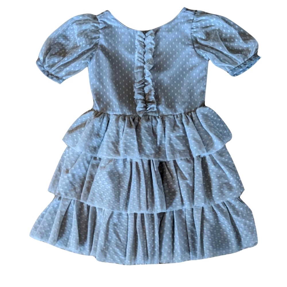 Janie and Jack Light Blue Polka Dot Tiered Ruffle Dress